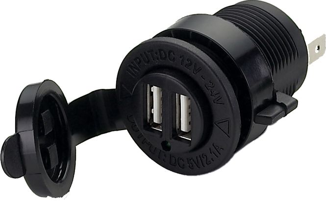 Hovedbilde USB uttak dobbelt, kontakt 12-24V