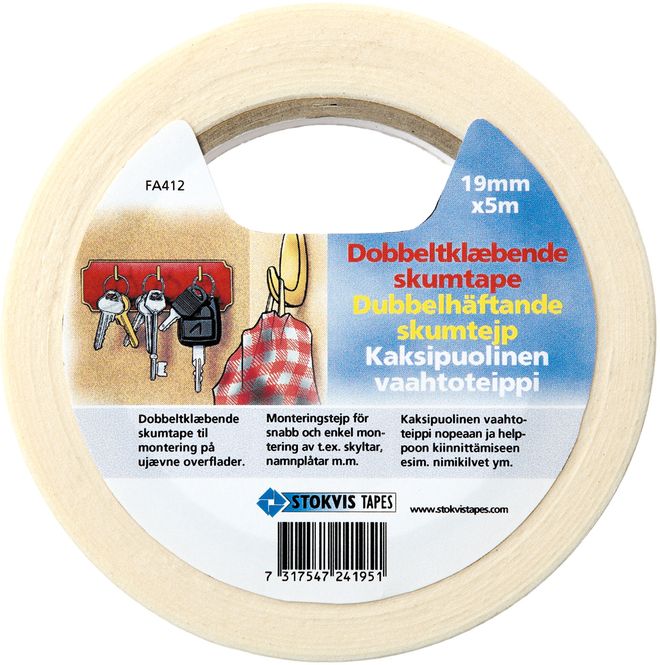 Hovedbilde Dobbeltsidig monteringstape 19 mm x 5 m