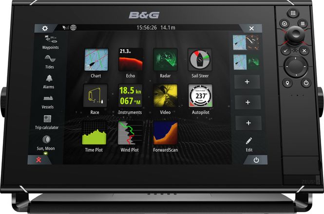 Hovedbilde B&G Zeus 3S serie kartplotter med verdenskart